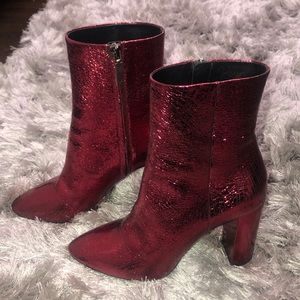 Yves Saint Laurent Red Metallic Boots